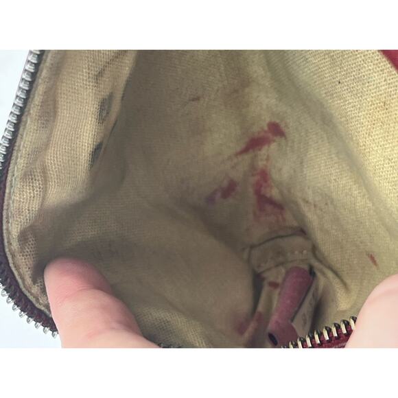 *Longchamp Vintage Le‎ Pliage Cuir Burgundy Wine Leather Clutch Wristlet - Picture 8 of 12